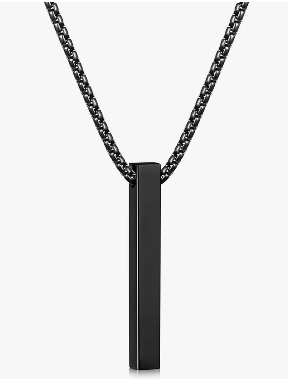 Minimalist Black Bar Pendant Necklace for Women